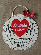 Personalize SOCIAL WORKER SIGN Wall Door Hanger Plaque Nursing Staff Hospital