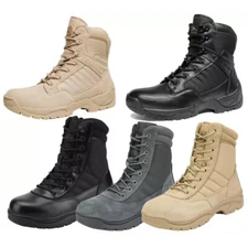 NORTIV 8 Men's Military Boots Tactical Work Hiking Boots Leather Motorcycle Boot