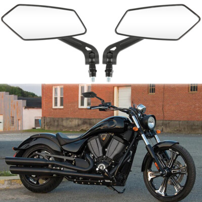 For Victory Vegas 8 Ball/Jackpot Black Motorcycle Rear View Side Mirror 8mm 10mm