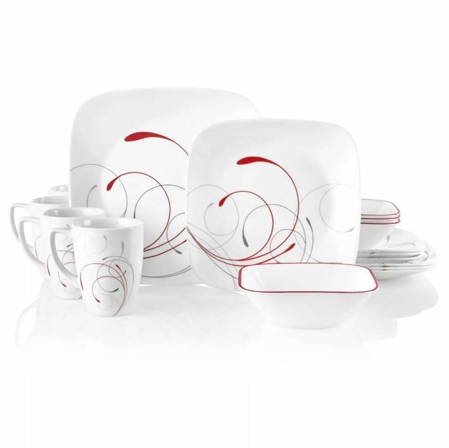 corelle 16 piece dinnerware set square splendor