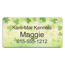 Scattered Clovers Design Personalized 5" x 2.5" Dog Crate Tag FREE SHIPPING