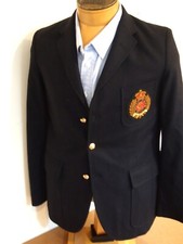 Ralph Lauren Purple Label Wool 3 Button Navy Crested Blazer NWT Size 8 1990