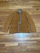 Marshall Ray Hague Suede Jacket Womens Sz 40 Brown Abstract Art Liner Vintage