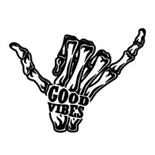 Image of Good Vibes Skeleton Hand Car Decal Vinyl Sticker Laptop 6 Inches Metal Rock Punk