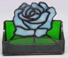 Stained Glass Rose Business Card Holder