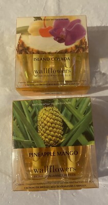 Bath Body Works ISLAND COLADA & PINEAPPLE MANGO Wallflower Refill Bulbs Lot 2