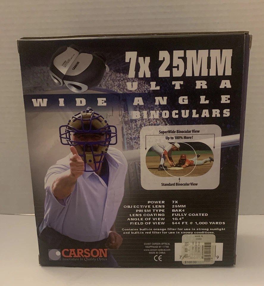 CARSON  Binoculars,Compact, 7x25mm ultra wide angle - Image 2 of 3