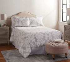 Northern Nights 100% Cotton Printed Damask Coverlet Set - white (Full) -