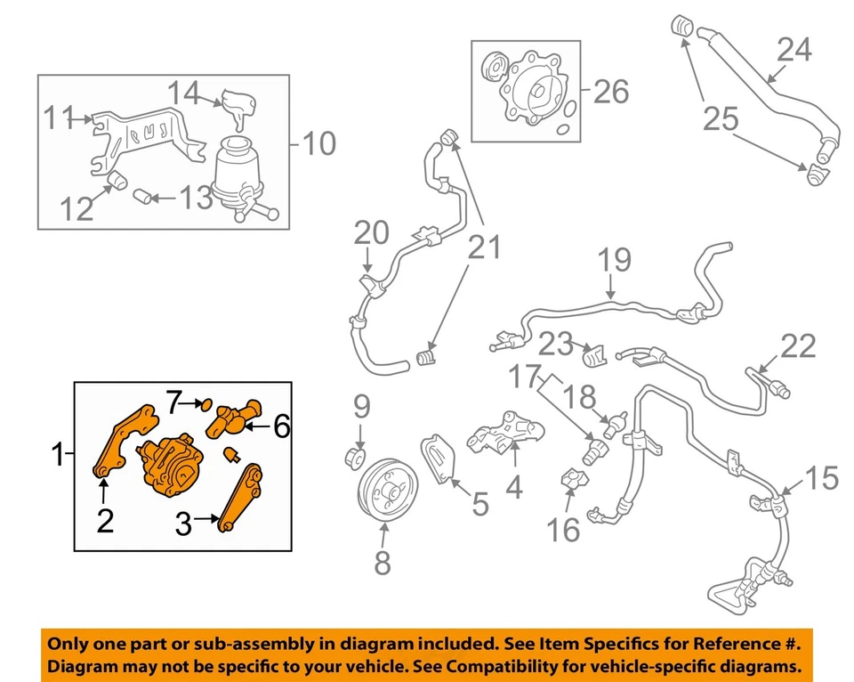 Bomba de dirección asistida usada se adapta a: Lexus RX330 2004 con polea atornillada grado A Foto 3 de 4