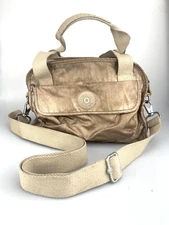 Kipling Crossbody Mini Tote Bag Purse Metallic Gold Bag Vintage
