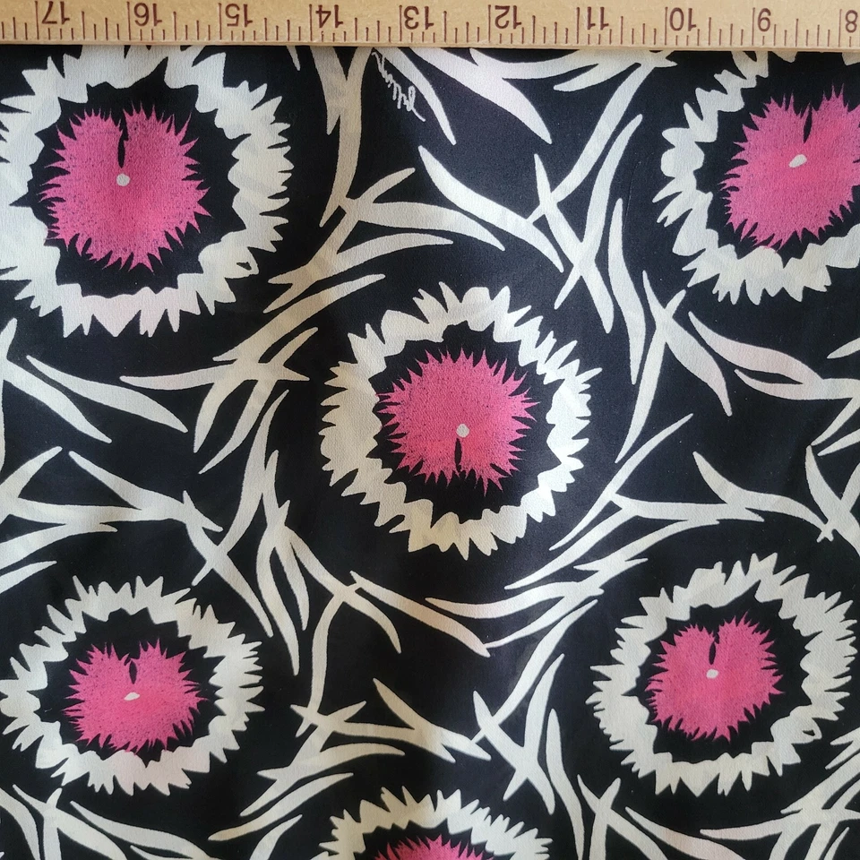 Шелковый двойной Georgette от Milly - черный с белый/розовый цветы (также в белом!) - Изображение 4 из 4