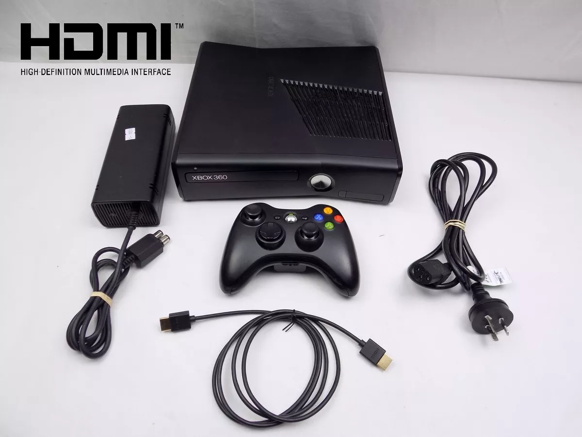 Xbox 360 Slim Black Wi-Fi Console 250gb + HDMI + Genuine