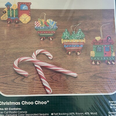Bucilla Christmas Heirloom Ornament Kit 4 Plastic Canvas ChooChoo Train 60615