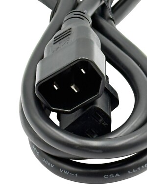 Lot of 10 - Power Cord, C13 to C14 6Ft 13A 250V 3-prong Extension Power Cable
