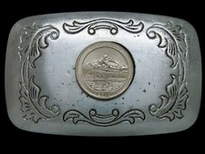 UB03101 VINTAGE 1970s  2010 NICKEL COIN  COMMEMORATIVE SILVERTONE BELT BUCKLE