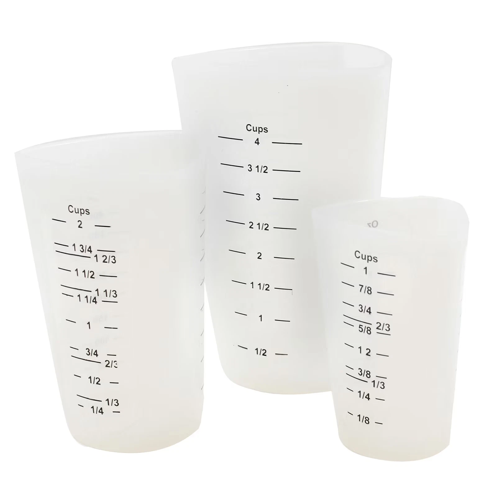 TableCraft HSMC3 3-Piece Stacking Silicone Measure Cup Set