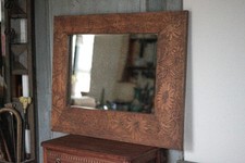 Grand miroir bois motif floral