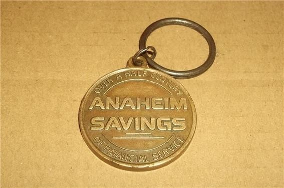 Vintage Anaheim Savings & Loan Bank California Numbered Brass Key Fob Keychain