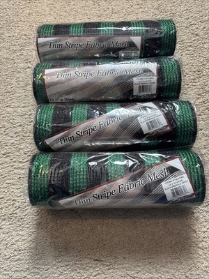 Black And Emerald Green, Thin Stripe Fabric Mesh 10.5  X 10 Yards Ry8319N5 Lot 4