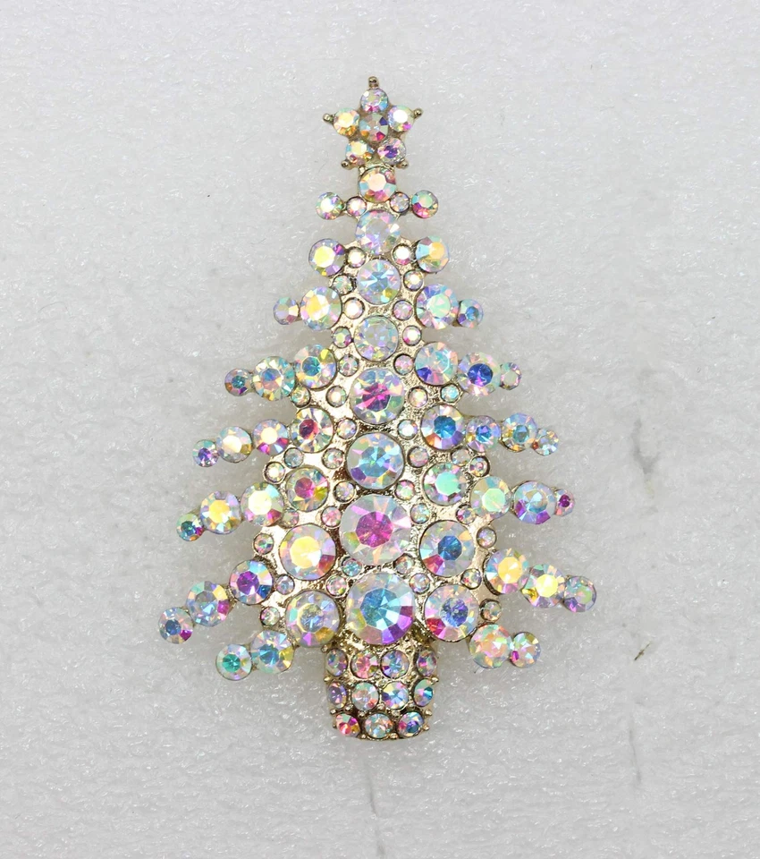 New Best Gorgeous Rhinestone Crystal Christmas Tree Pin Brooch Free Shipping - Image 2 of 3