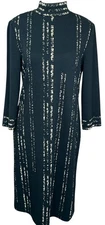 New Ming Wang Women's Size SMALL Black Gold Lurex Knit Sweater Knit Dress NWT