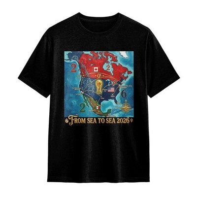 Limited Edition 2026 Fifa World Cup ''From Sea to Sea'' Host Map T-Shirt Soccer