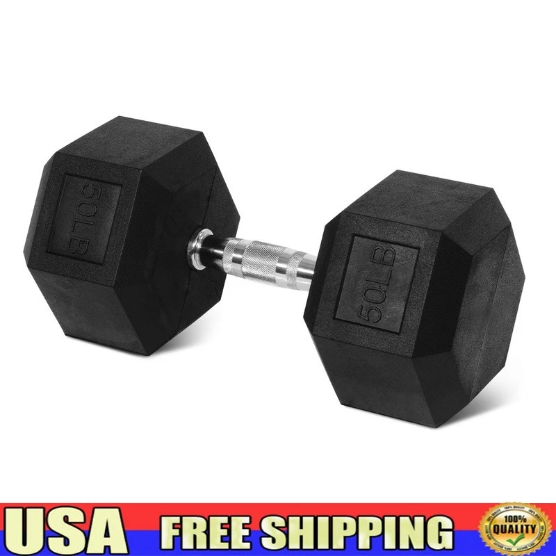 Rubber Hex Dumbbell Anti-Slip Grip Full Body Fitness Training Exercise New