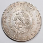 Photo of a 1956 Mexico 10 Pesos Silver from an eBay listing that sold on Jun 9, 2026