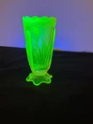 Fenton Topaz Opalescent Cactus Vase - HTF - **GLOWS**(Vaseline)