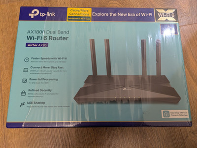 TP-Link Wi-Fi 6 Dual-Band Gigabit Router Archer AX20, 4K Ready Kabelanschluss