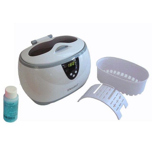 iSonic® Digital Ultrasonic Cleaner D3800A, white, 110V +sample jewelry