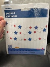 4th Of July Red White  Blue Stars Garland 9ft Decoration New  