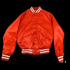 NWOT KING LOUIE Men  s Large Satin-Finish Nylon Jacket Quilted Lining Red  White
