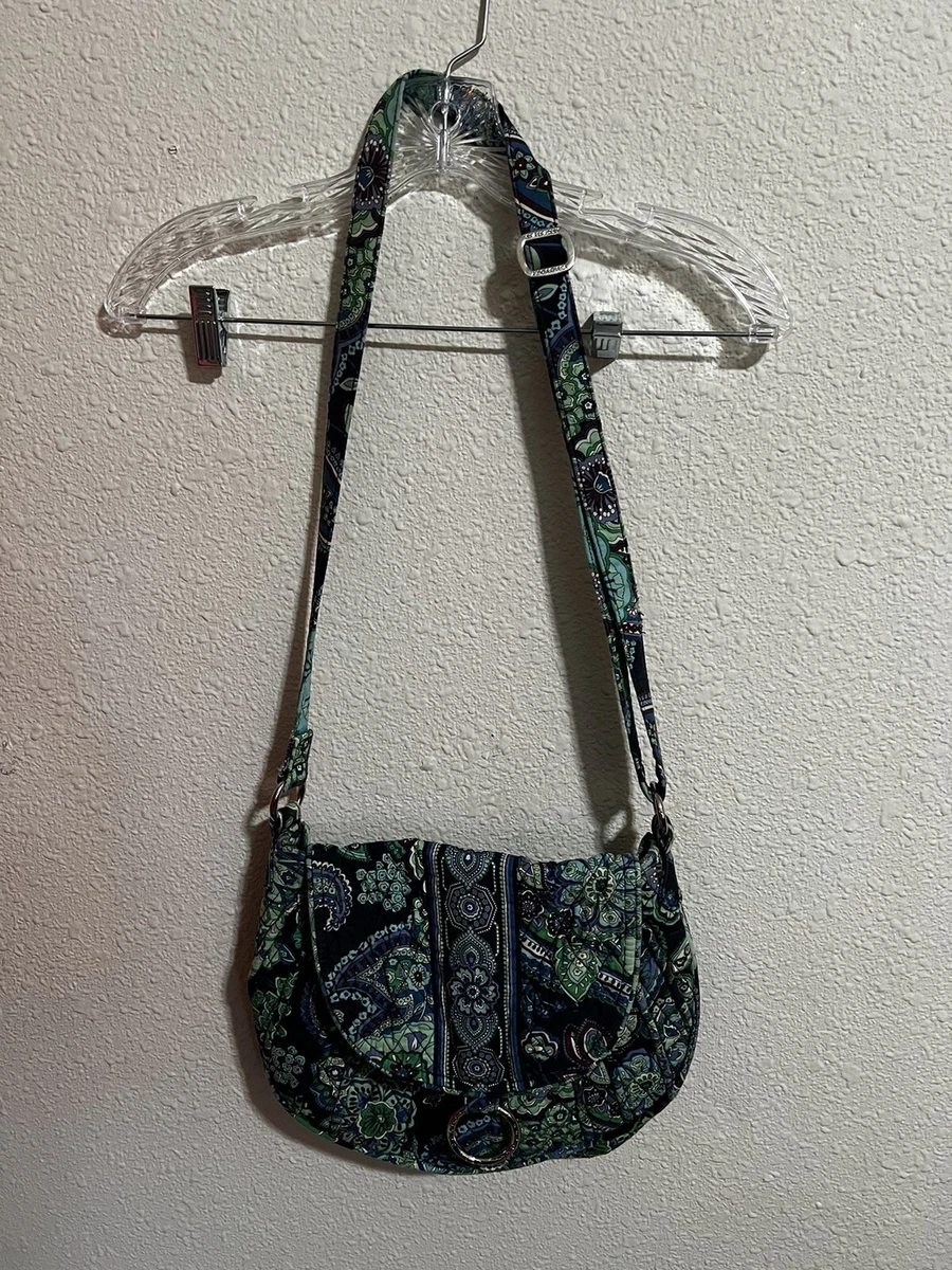 Vera Bradley Saddle Up Crossbody Shoulder Bag in Blue Rhapsody. Metal Loop