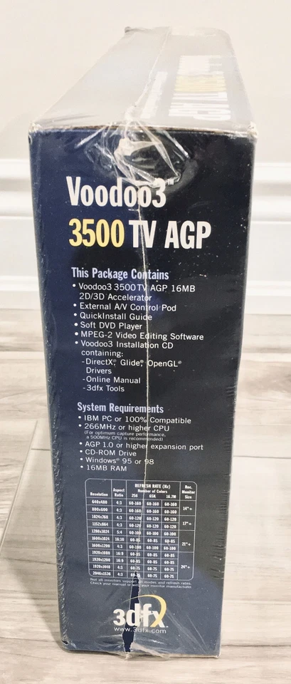 3dfx Voodoo3 3500 TV AGP 16MB Graphics Card [V3T416] (Sealed, New in Box) - Image 3 of 4