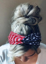 Headband USA 4th Of July American Flag Bandana Twisted Turban Hairband Head Wrap