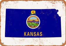 METAL SIGN - Kansas State Flag Design -- Vintage Look