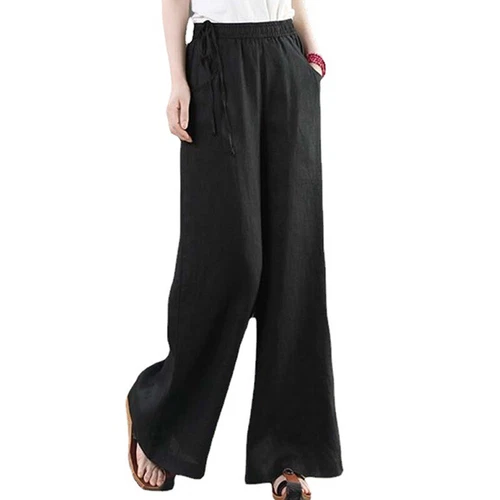 Women Loose Fit Elastic Waisted Palazzo Pant Ladies Daily Wear Casual - Picture 14 of 54