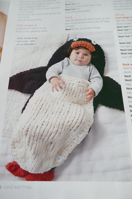 Strickanleitung für kuscheligen Baby Schlafsack in Grobstrickgröße 0-6 Monate.