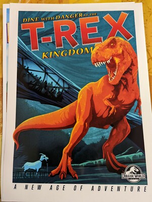 Jurassic Park Mosasaurus Velocicoaster Dinosaur T-Rex 7 Poster