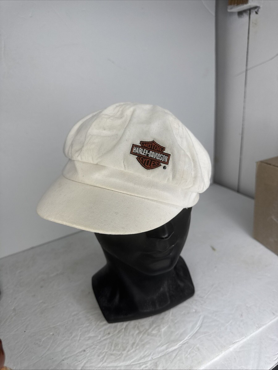 Harley Davidson Hat Mens Small White 100% Cotton Logo Embroidered