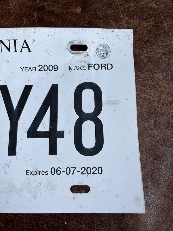 2020 California Temporary License Plate Temp Tag Ford AY 53 Y 48 eBay
