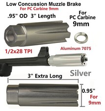 High Strength Aluminum 7075 T6 1/2x28 TPI Muzzle Brake For Ruger PC Carbine 9 mm