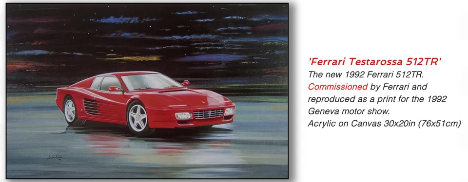 FERRARI 512 TR by Andrew Kitson 1992 - Rare Numbered Poster Reproduction - Image 2 of 4