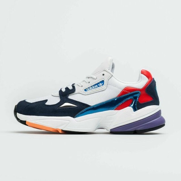 adidas originals white and navy falcon sneakers