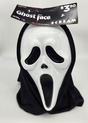 Adult SCREAM GHOST FACE MASK Fun World Black Cotton Shroud New w Tags HALLOWEEN