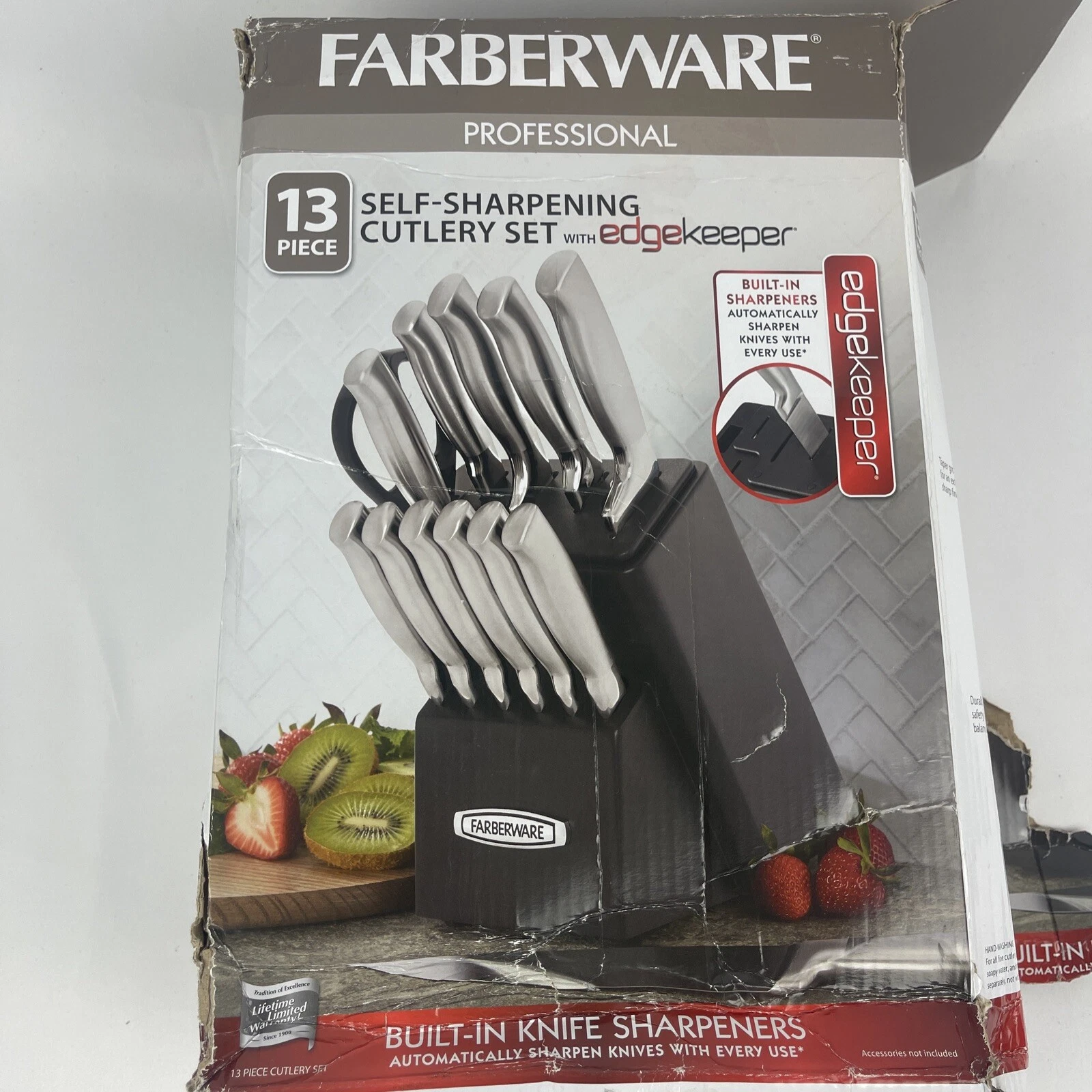 Farberware 13 Piece Edgekeeper Pro Self-Sharpening Knife Block Set No Box
Opens in a new window or t