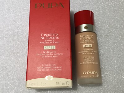 NEW Pupa Milano No Transfer Foundation SPF15 with sunscreen FREE SH 30 ml