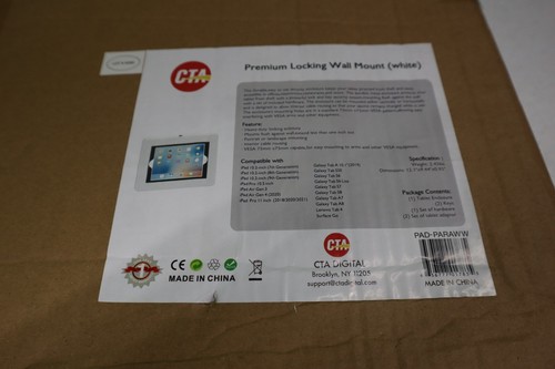 Locking Wall + Mount - CTA Paragon Premium Locking Wal White For iPad 10.2-Inch, - Picture 3 of 6
