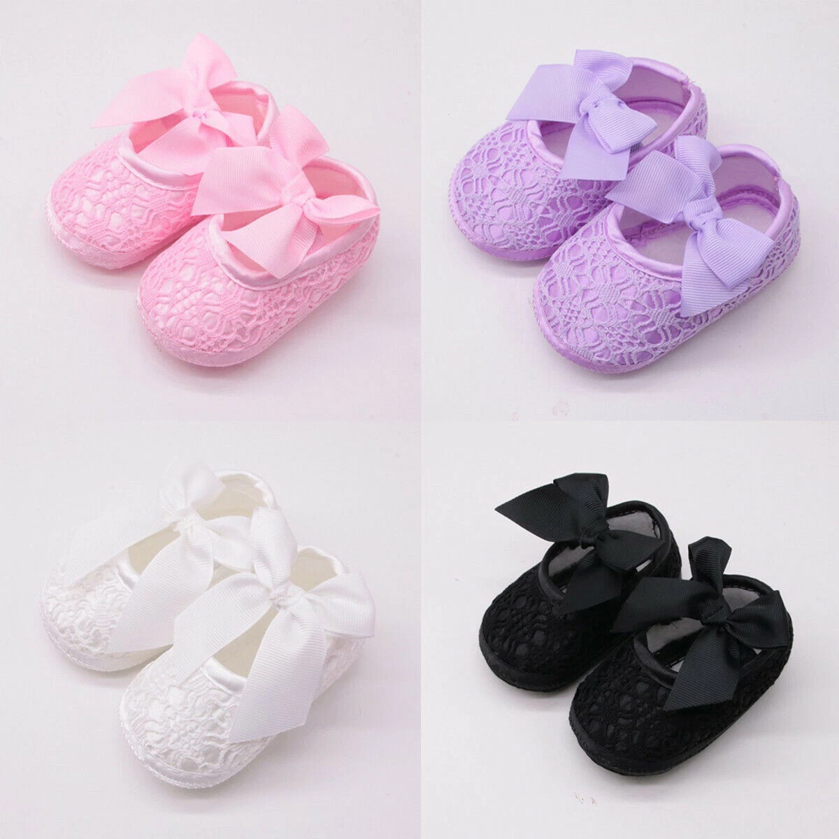 Newborn Baby Girls Princess Bow Shoes Soft Sneakers Prewalker Anti